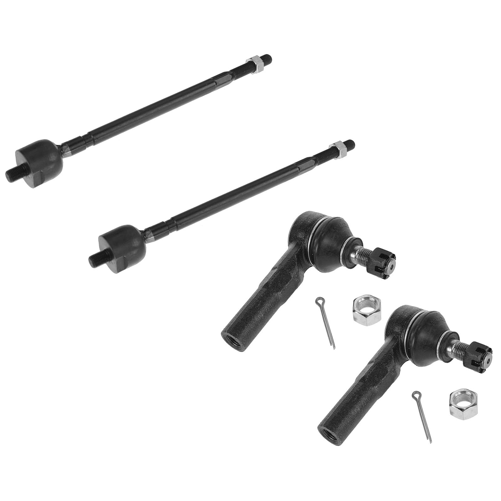 TRQ Front Inner and Outer Tie Rod Set 4 Piece Compatible with 1992-1998 Toyota Paseo 1991-1998 Tercel Image