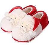 Shyyween Christmas Slippers Unisex Xmas Santa Slippers Non-Slip Fluffy Warm Shoes Winter Soft Slip-on Indoor Outdoor