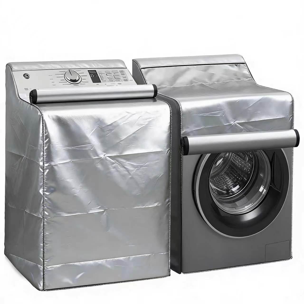 Photo 1 of Estleys Washer and Dryer Covers, 2 Pack Washing Machine Cover, Waterproof Dust-proof Washer Dryer Case with Zipper, Washing Cover Fits Top and Front Load Machines (Silvery)
