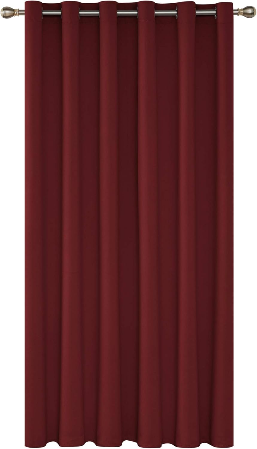 Deconovo Super Soft Window Treatment Thermal Insulated Wide Width Ring Top Blackout Curtain for Livingrom 80 x 84 Inch Red 1 Panel