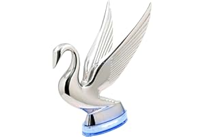 GG Grand General 47984 Chrome Swan Hood Ornament with Blue/Clear 6 LED Glow Base