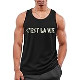 Flafens Tank Tops Men Summer - Sleeveless Shirts Workout Gym Cotton Tank Shirts Graphic Loose Fit Running Sports Casual