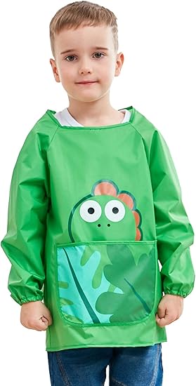 Bebe Tablier De Peinture Enfants Dessin Anime Etanche Bavoir Blouse Impermeable Colore Manches Longues Poches Pour Filles 1 2 Ans Dawntung Bleu Bavoirs Bebe Puericulture