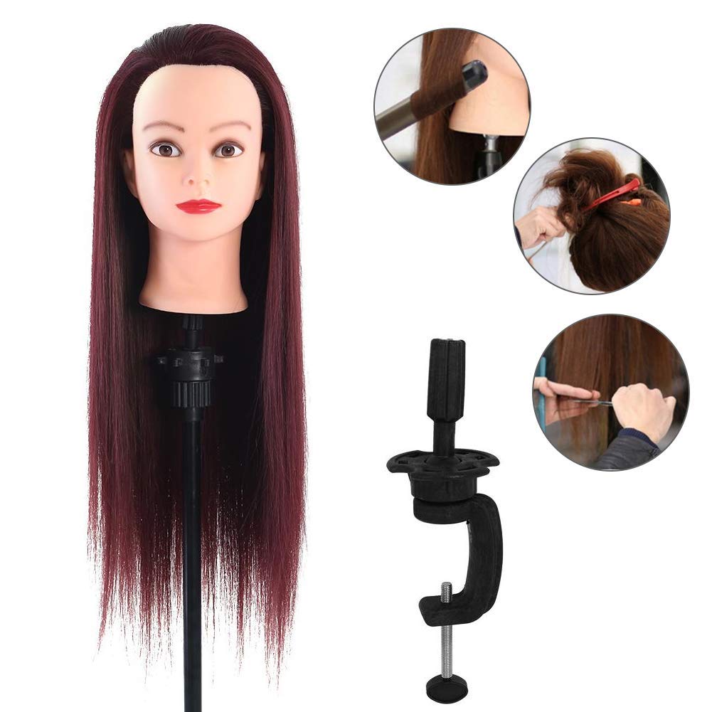 24" Dark Brown Hair Salon Practice Mannequin Training Hair Styling Training Head Mannequin Dolls