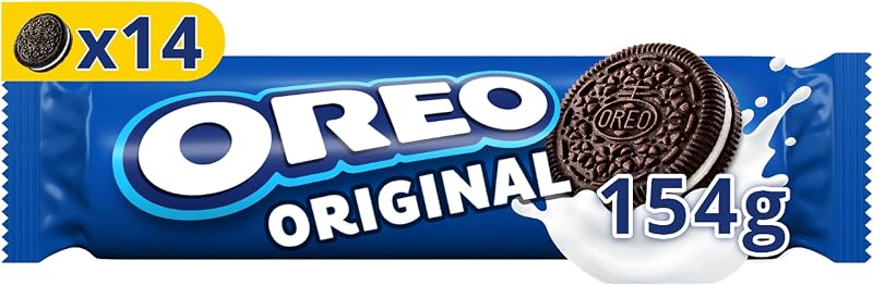 Biscoitos de cacau originais oreo recheados com creme sabor baunilha 154g