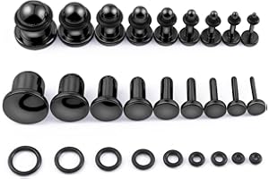 Longbeauty 18PCS 14G-00G Ear Stretching Kit Single Flat Top Gauges Plugs Surgical Steel Ear Expander Body Piercing Jewelry