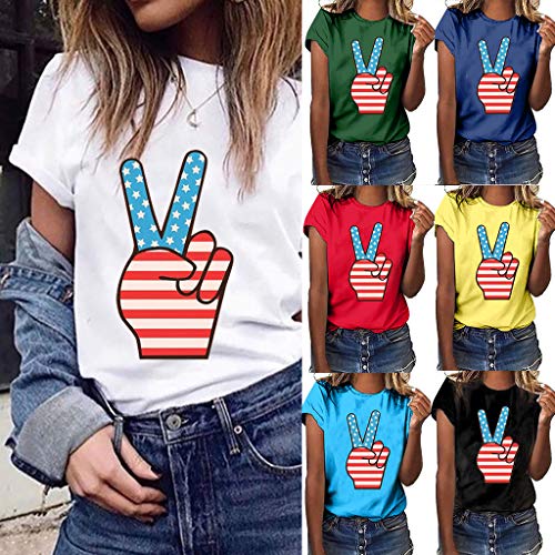 Womens Casual American Flag T Shirt,4th of July Short Sleeve Tee USA Patriotic Summer Blouse Tops Tunic