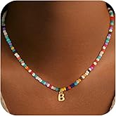Treasure Bender Valentines Day Gifts for Kids Girls Classroom - Colorful Beaded Initial Necklace for Girls Kids Women Teen Girl Gift Trendy Stuff Birthday Gift for 5 6 7 8 9 10 Year Old Girl Jewelry