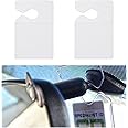 GLSOWEE Clear Parking Permit Holder, Car Rear View Mirror Document Hanger, Vertical Parking Lot Pass Car Parking Card Holder for Passes/Permits/Small Stickers, for Cars, Trucks, SUVs