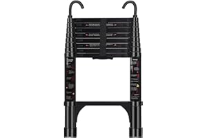 ARCHOM Telescoping Ladder 8.5 FT - Aluminum Telescopic Ladder with Hooks - Folding Extension Ladders for Home Work Loft Roof Attic RV Ladder with EN131 Certification - 330lbs Max Capacity (Black)