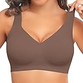 PoseFree Womens Seamless Wireless Supportive Bra Push Up Comfort Soft No Underwire Full Coverage T-Shirt Bra