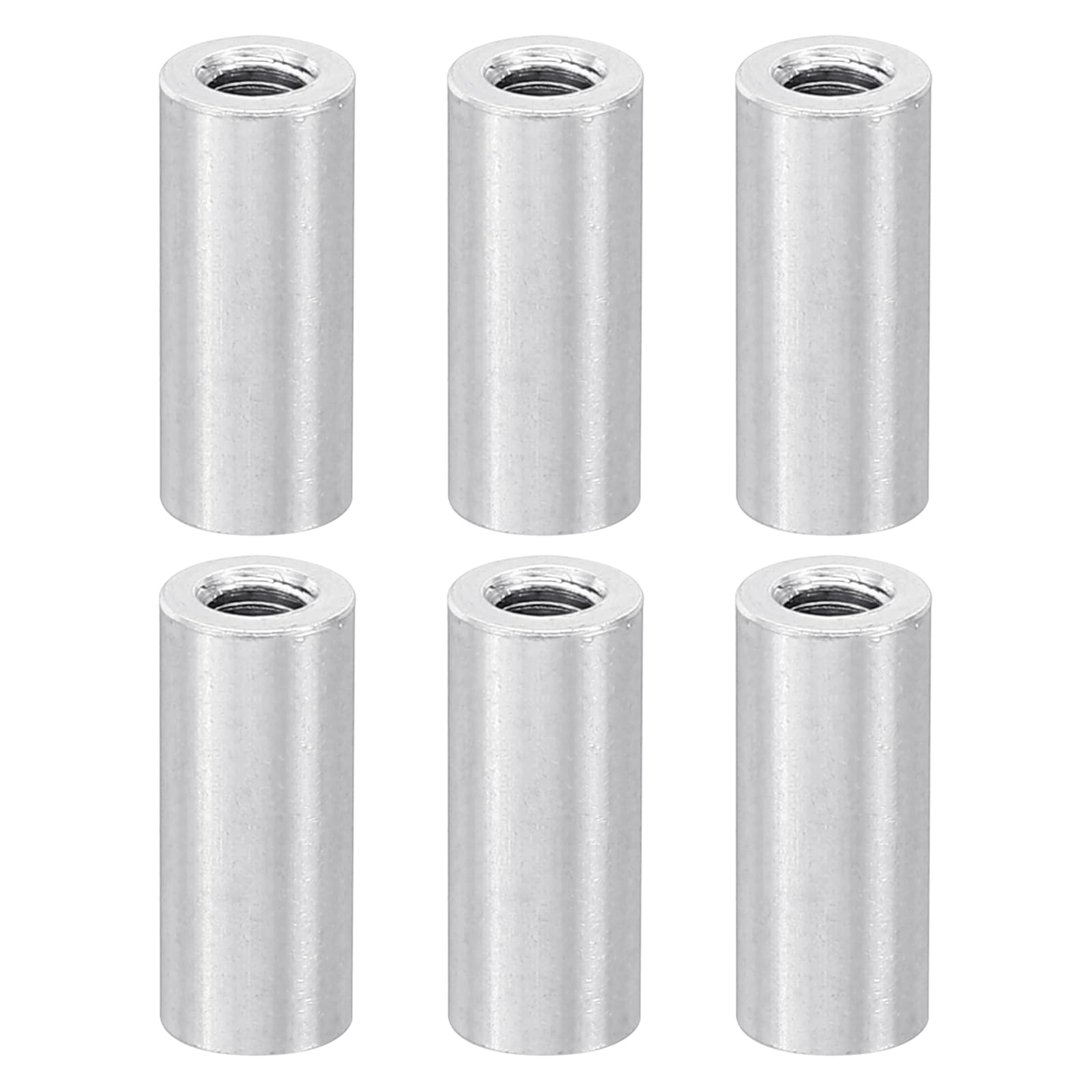 PATIKIL 12pcs M3 Metal Threaded Standoff Spacer Nuts, Round Aluminum Spacers Female Coupling Screws, 1/8" ID x 3/16" OD, Silver 3x5x12mm