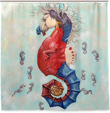 Amazon Patinisa 防水シャワーカーテン タツノオトシゴイラスト珍しい動物アクリル画 浴室 目隠し 間仕切り取付簡単 カーテンリング付属 おしゃれ バスカーテン 180ｘ180cm シャワーカーテン ホーム キッチン オンライン通販