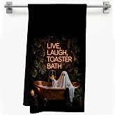 JWYNB Gothic Halloween Bathroom Hand Towels 16x24 Inch | Funny Ghost Live Laugh Toaster Bath Decorative Hand Towels for Bathroom Decor