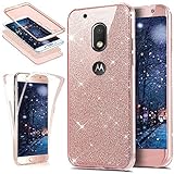 Motorola Moto G4 Play Case,ikasus [Full-Body 360 Coverage] Crystal Clear 2in1 Sparkly Shiny Bling Glitter Front Back Full Coverage Soft TPU Silicone Rubber Case for Motorola Moto G4 Play,Rose Gold