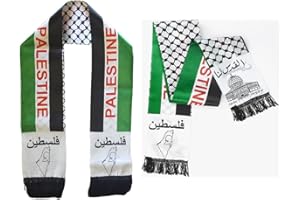ISLAMIC GIFTS 123 2 Pack Palestine Flag Scarf Silk Neck Scarf Palestinian Scarfs Arab Gifts Palestine Bandana 6 X 53 Inch