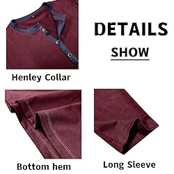 Men's Henley Long Sleeve Shirts Casual Button