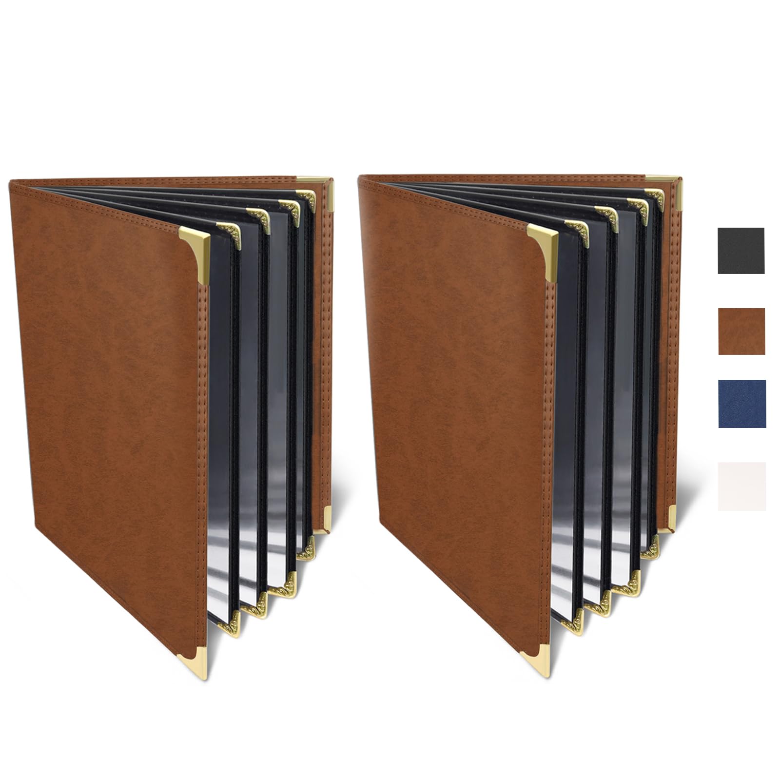 Photo 1 of 2-Pack Restaurant Menu Covers 8.5 x 11 - Menu Holder 4 Page 8 View, Menu Book Menu Sleeves for Restaurant, Bar, Café