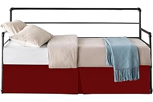 SKY BEDDINGS Pleated Daybed Skirt with Split Corners Twin Size - 14 Inch Tailored Drop Easy Fit - Pleated Daybed Dust Ruffle - 100% Microfiber Soft, Wrinkle-Free Daybed Bedskirt (Burgundy, Twin-14 Drop)