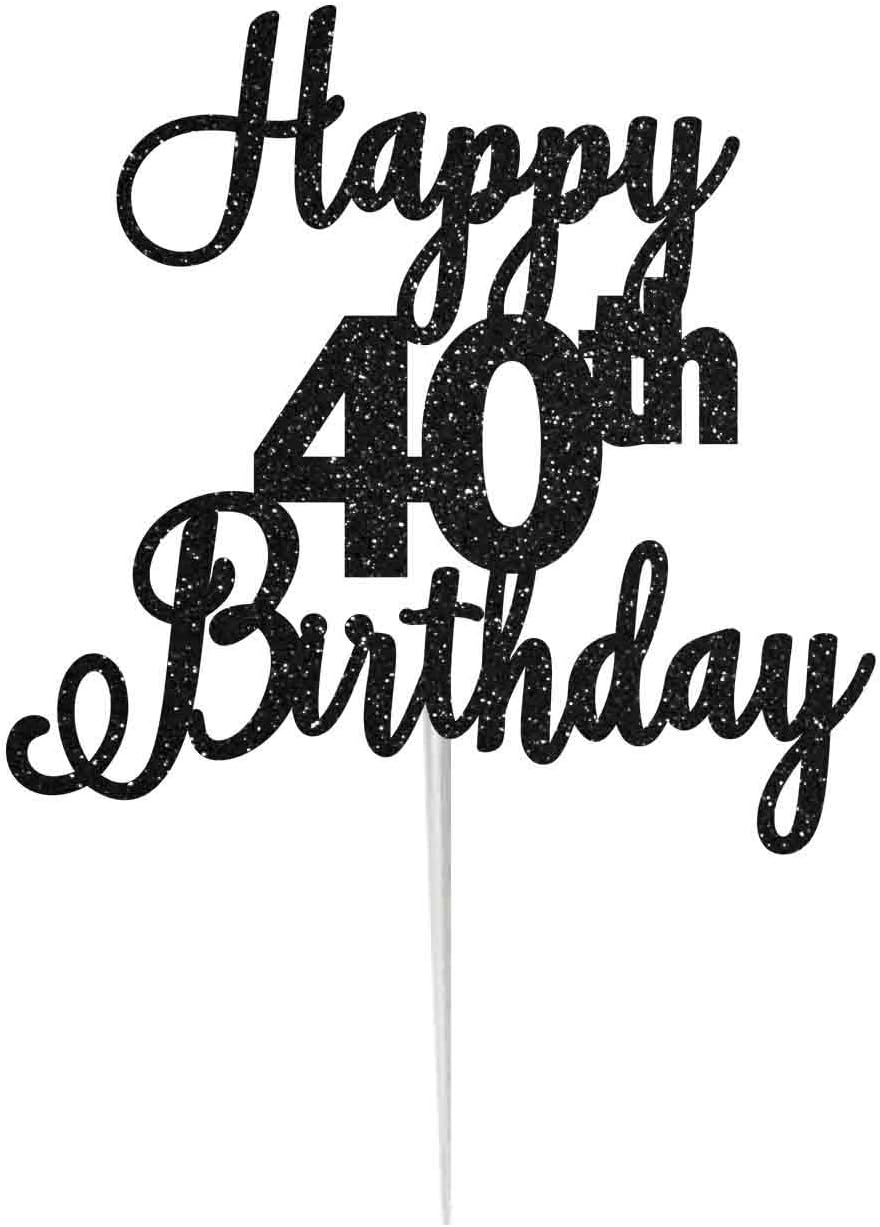 LissieLou Happy 40th Birthday Cake Topper in Pretty Glitter Card, Made