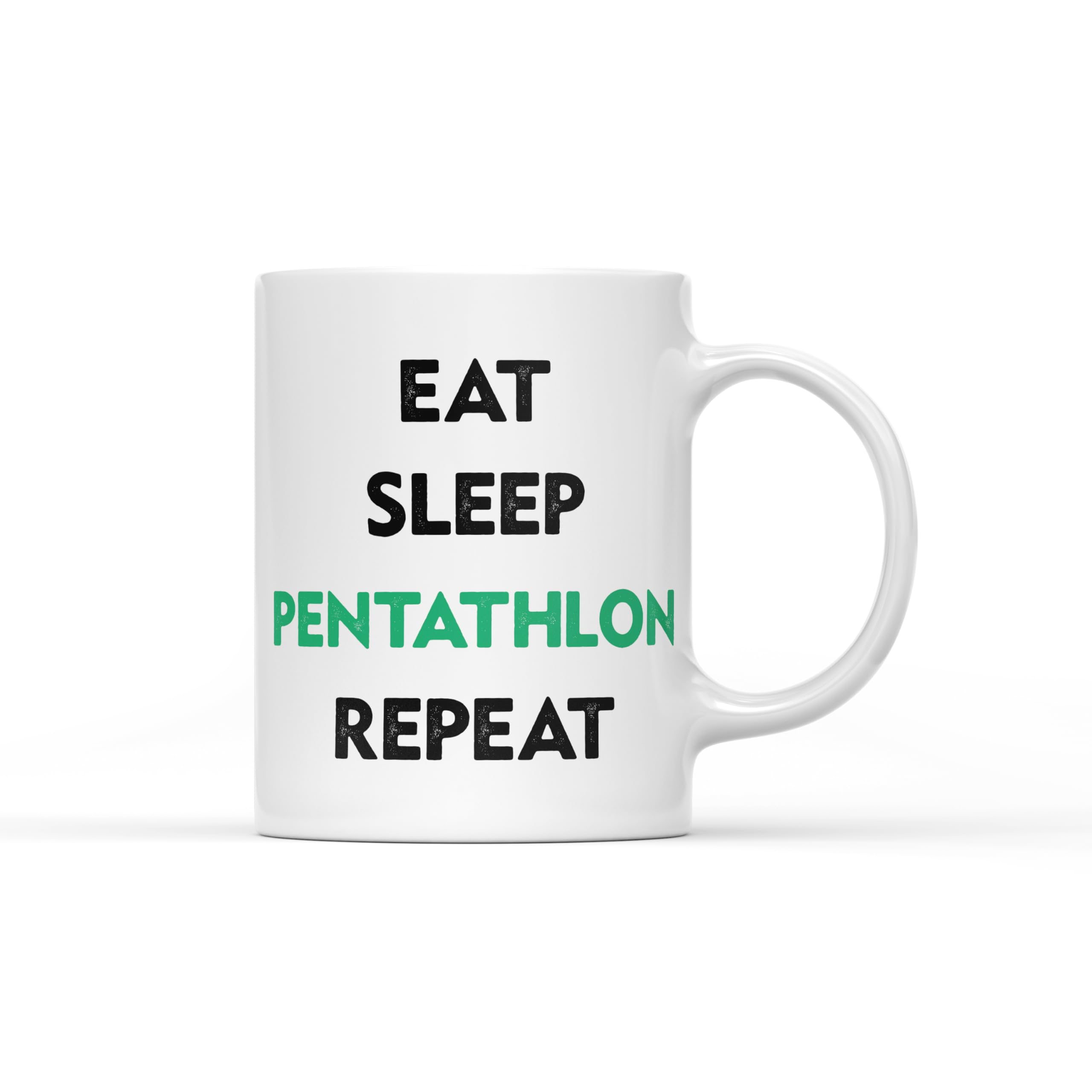DV DESIGN 1 x Eat Sleep Pentathlon Repeat Mug - Green Olympic Games Sports Fencing Swimming Show Jumping Shooting Running Cup #71153