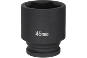 HARFINGTON 6-Point Impact Socket 3/4" Drive 45mm Metric 40Cr Alloy Steel Spindle Axle Nut Impact Socket