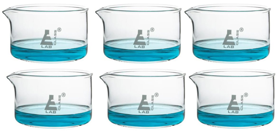 Small Crystallizing Dish (70mm x 40mm) Pack of 6, Borosilicate Flat