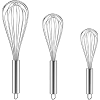Whisks for Cooking, 3 Pack Stainless Steel Whisk for Blending, Whisking, Beating and Stirring, UPDATE Version Balloon Wire Wh