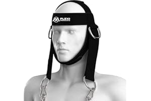 Flexi Muscles Neck Harness for Weight Lifting - Adjustable Neck Trainer with 30" Heavy-Duty Steel Chain - Ideal for Neck Strengthening, Injury Recovery, and Gym Workouts.