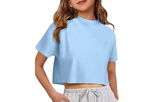 ZDC Girls Athletic Oversized Crop Tops Kids Drop Shoulder Short Sleeve T Shirts Workout Tees