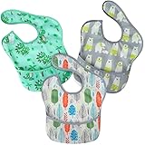 PandaEar 3 Pack Super Light Weight Baby Bib, Waterproof, Washable, Stain Oil and Odor Resistant 5-36 Months