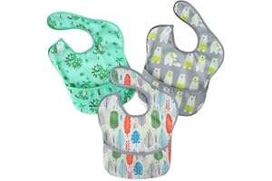 PandaEar 3 Pack Super Light Weight Baby Bib, Waterproof, Washable, Stain Oil and Odor Resistant 5-36 Months