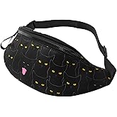 Black Cat Fanny Pack Waist Bag Adjustable Belt Bag For Men Women Traveling Hiking Cycling Running