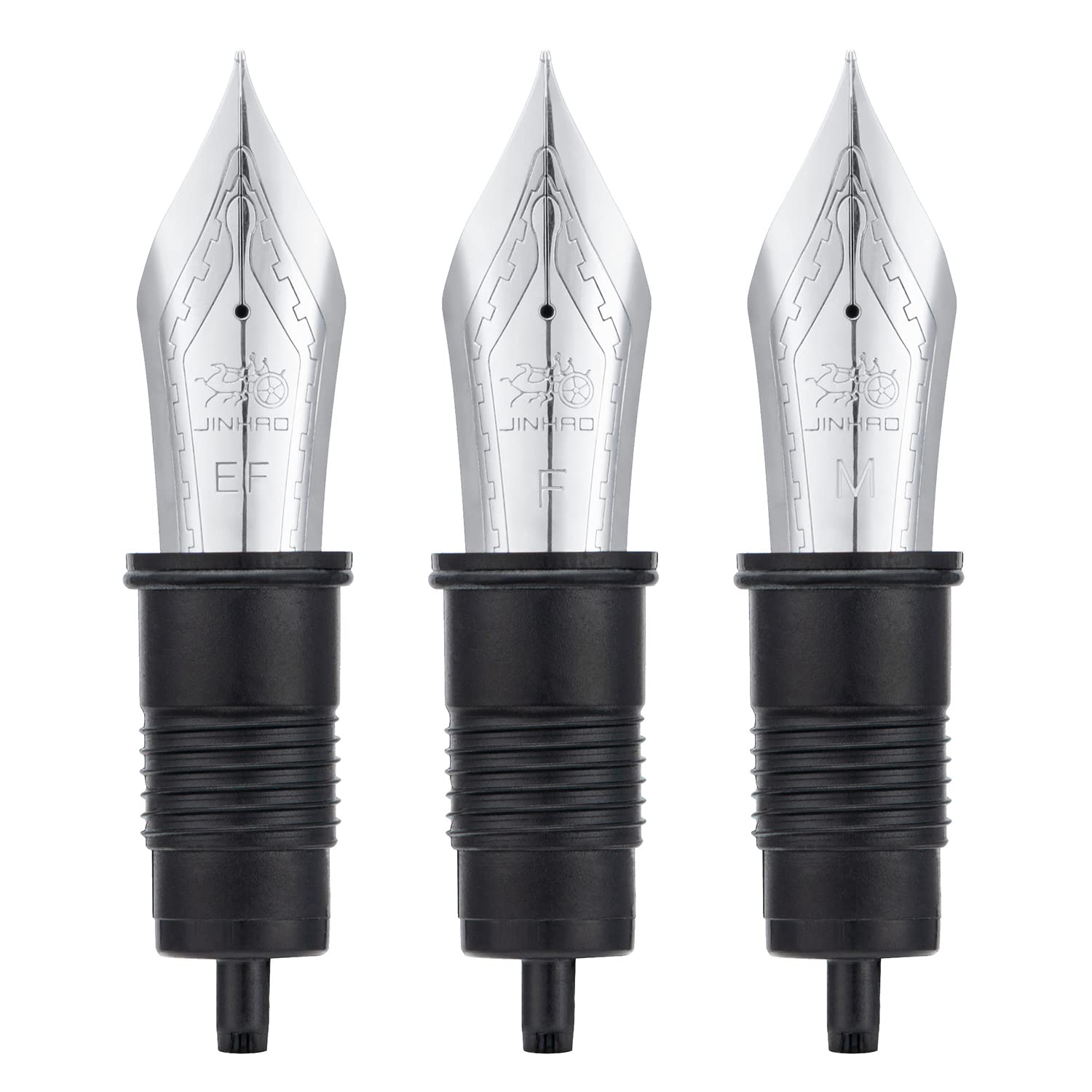 Set of 3 Jinhao X159, 1935 and 9019 Fountain Pen Replacement Nib Parts (EF, F and M) Silver Trim