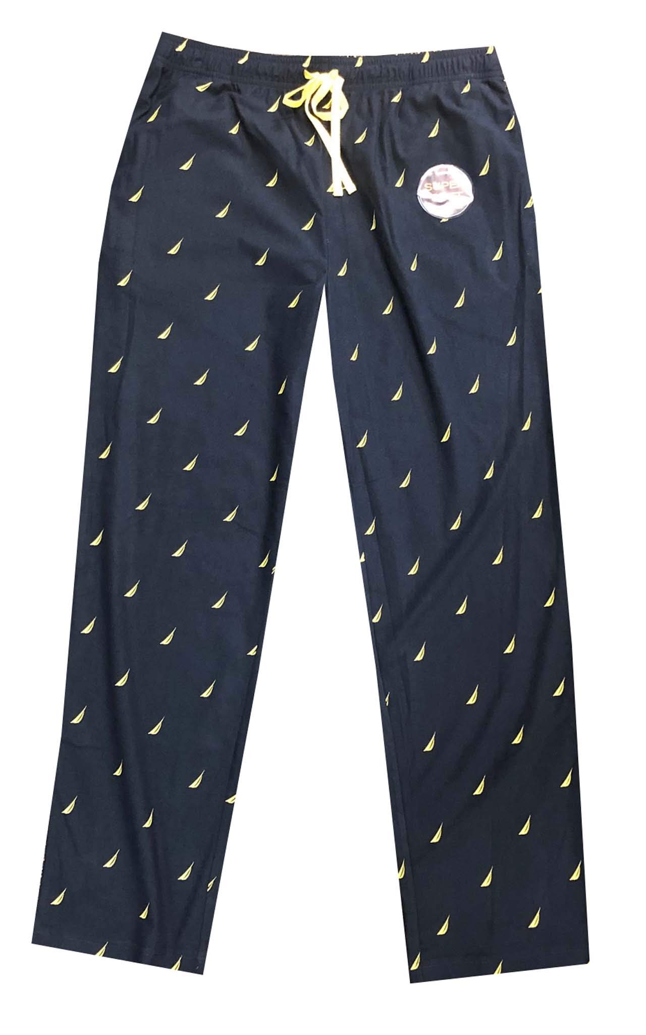 Nautica Mens Super Soft Cozy Fleece Sleep Pants (XL, Navy/Yellow