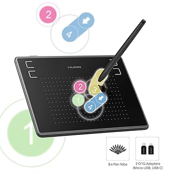 Huion Inspiroy H430p Tavoletta Grafica Da Disegno Tavoletta Da Firma Con Penna Senza Batteria 4096 Livelli Di Pressione Della Penna 4 Tasti A Scelta