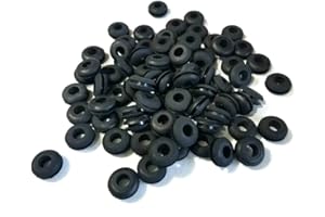 RUBBERFEETWAREHOUSE Pack of 50 Rubber Grommets 3/8" Inside Diameter - 1/8" Groove Width - Fits 5/8" Drill Holes. Ideal for Sealing, DIY Projects, Wire Protection, and Cable Management