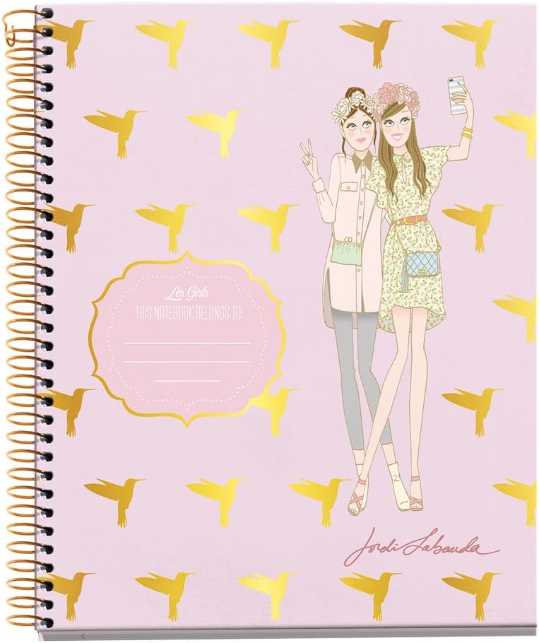 Jordi Labanda 47095 – Notebook 4 Cardboard Girls Colibris JL (DIN A4, 210 x 297 mm, 120 Sheets, 70 g/m², Grid)