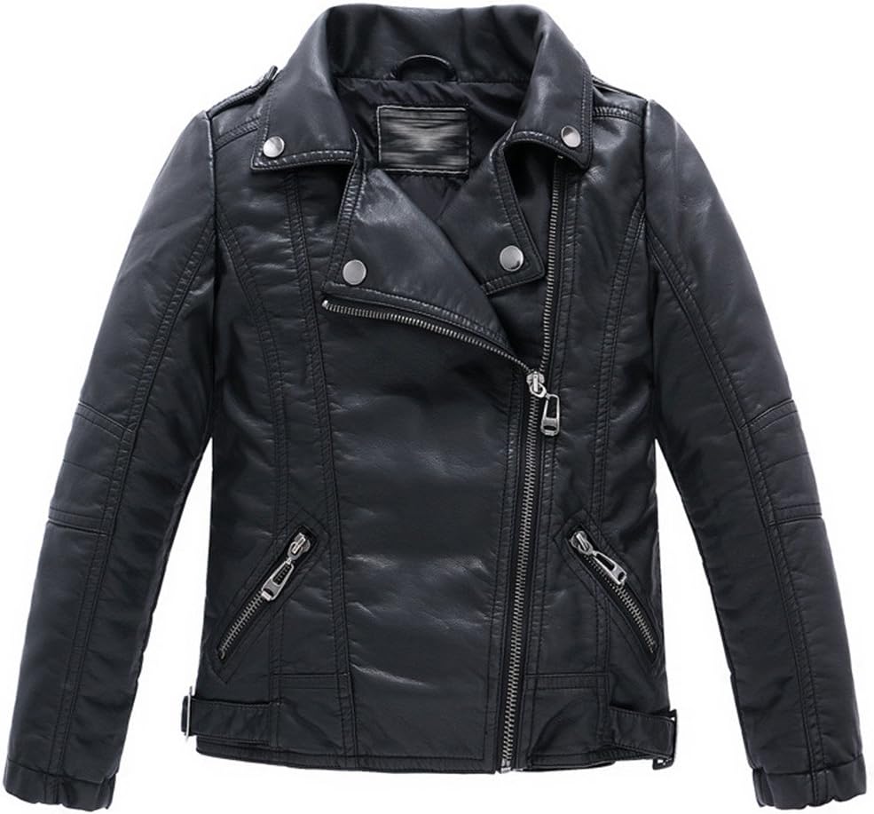 LJYH Children's Collar Motorcycle Faux Leather Coat Boys Faux Leather Jacket