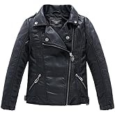 LJYH Children Collar Motorcycle Faux Leather Coats Kids Bomber PU Soft Leather Jackets