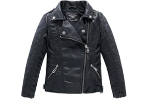 LJYH Children Collar Motorcycle Faux Leather Coats Kids Bomber PU Soft Leather Jackets