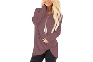 NILOUFO Womens Long Sleeve Shirts Casual Blouses Trendy Twist Knot Tunics Tops for Leggings