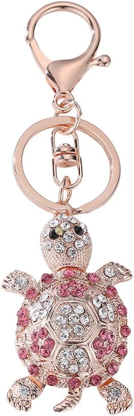 Cute Turtle Metal Creative Diamond Key Ring Car Key Ring Women Bag Ornament Red
