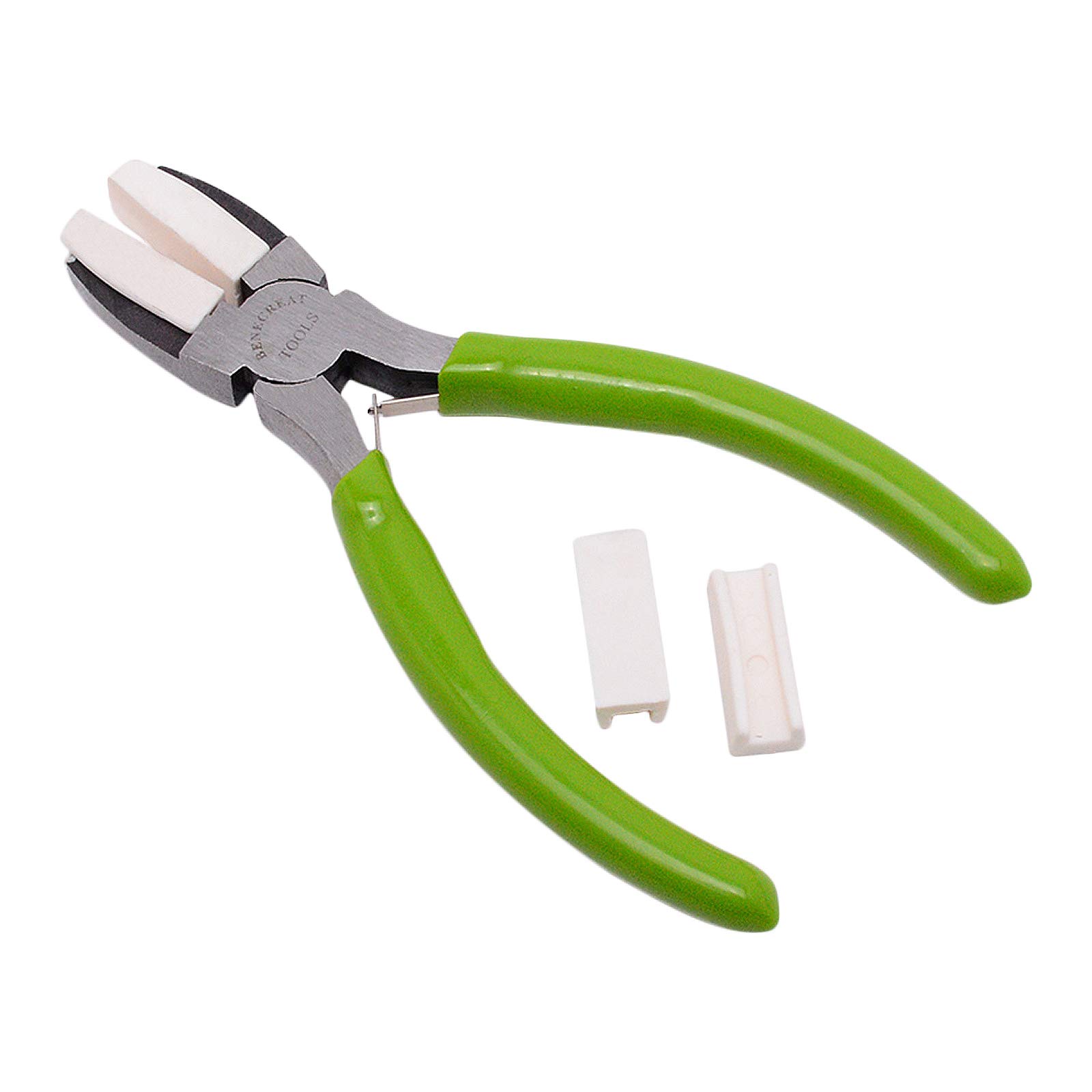 BENECREAT Double Nylon Jaw Pliers Flat Nose Pliers with Adhesive Jaws for DIY Jewelry Making Hobby Projects, Green