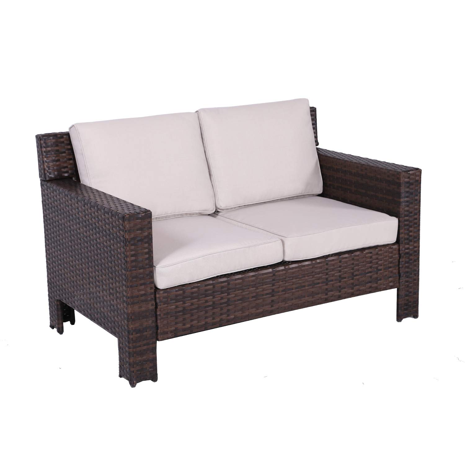 Backyard Diensday Outdoor Furniture 4 Piece Conversation Set All Weather Brown Wicker Deep Seating With Beige Water Resistant Olefin Cushions Sophisticated Glass Coffee Table Patio Porch Pool Talkingbread Co Il