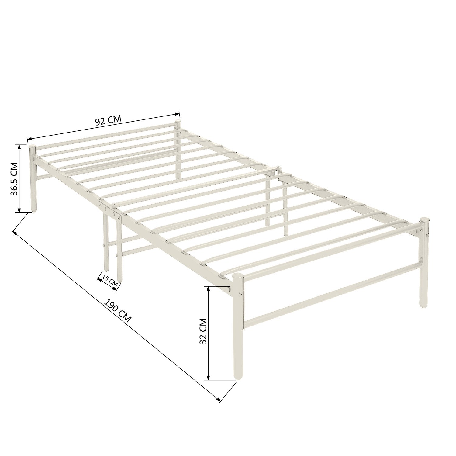 EGGREE Sofá cama individual de 90 cm de metal, con lamas de metal ...