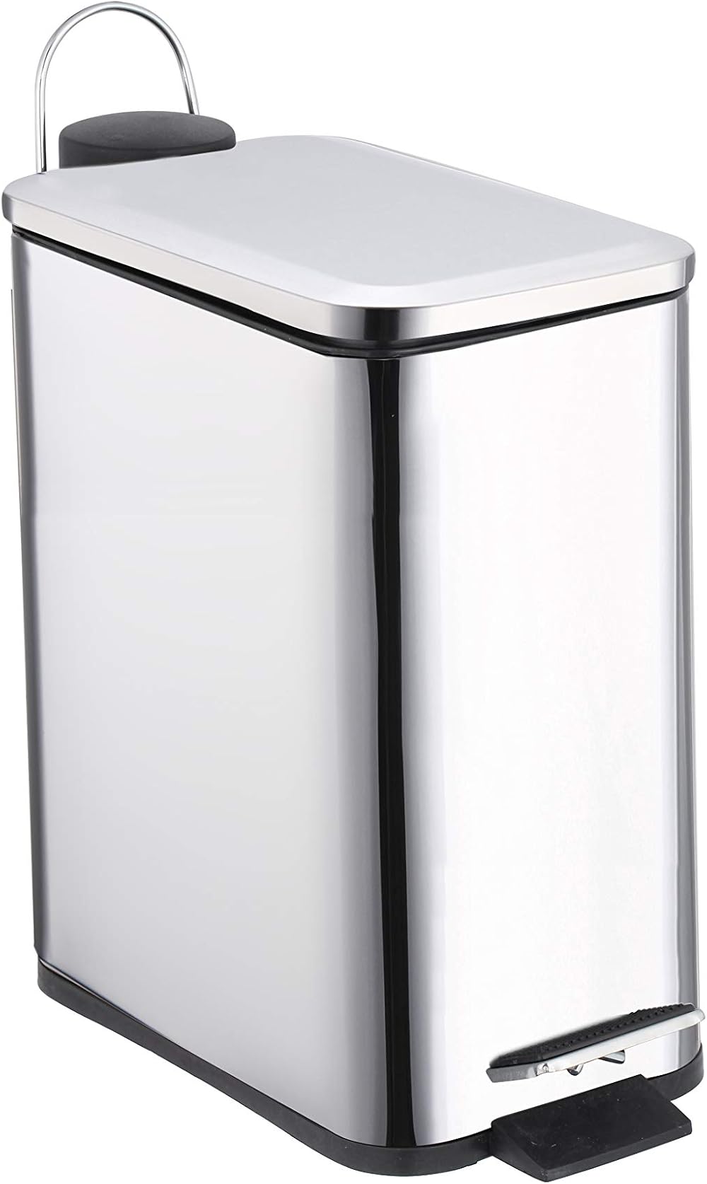 Optimal Products 5L Pedal Bin Slim Lid Soft Close Stainless Steel Bin