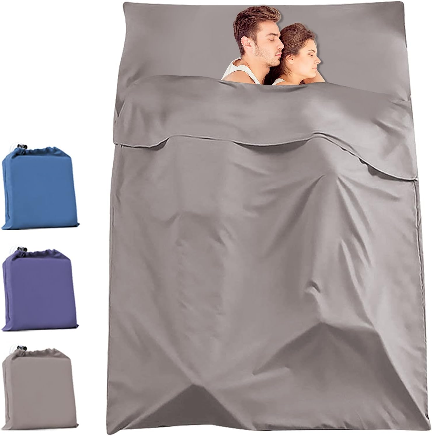 Travel and Camping Sheet Sleeping Bag Liner, Lightweight Compact Portable Adult Thin Sleeping Bag Sack, Premium Soft Hotel Sleep Sheet for Traveling Hostels Picnic : Sports & Outdoors