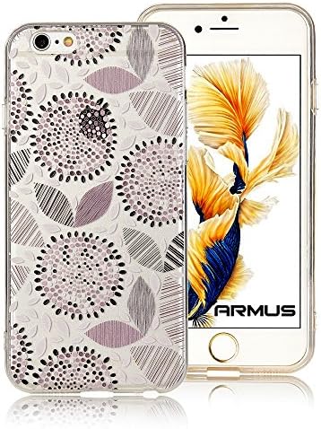 iPhone 6s Case [Floral Pattern] ARMUS Premium Quality 3D UV Print Soft Flexible TPU Transparent Skin Scratch-Proof Protective Case for 4.7 inches iPhone 6/6s (Marigold BW)