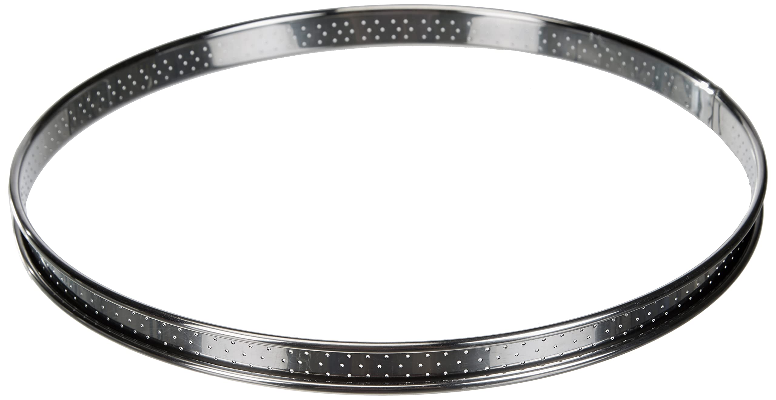 De Buyer Round Perforated Tart Ring with Rolled Edges, Silver